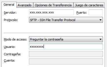 Configuracion de Filezilla para un SSH SFTP.